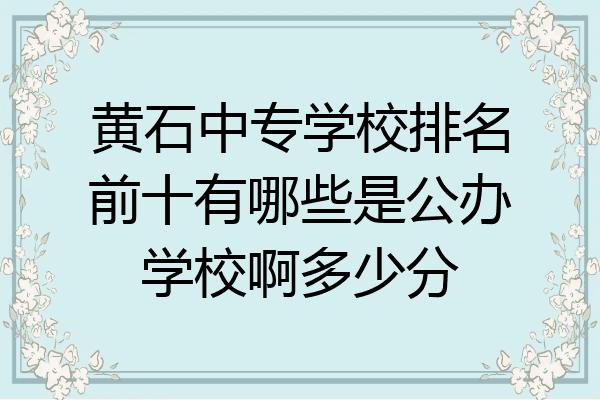 黄石中专学校排名前十有哪些是公办学校啊多少分