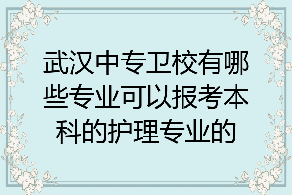 武汉中专卫校有哪些专业可以报考本科的护理专业的