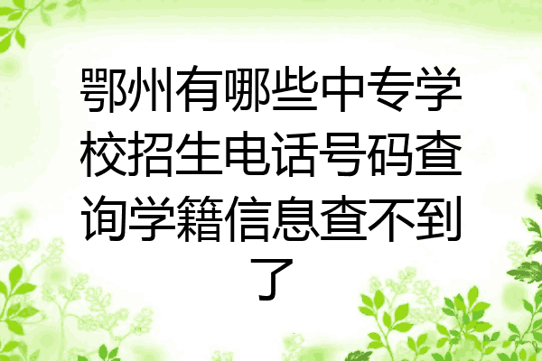 鄂州有哪些中专学校招生电话号码查询学籍信息查不到了