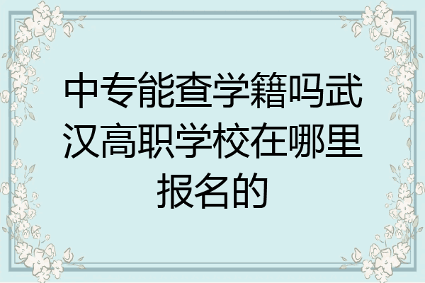 中专能查学籍吗武汉高职学校在哪里报名的