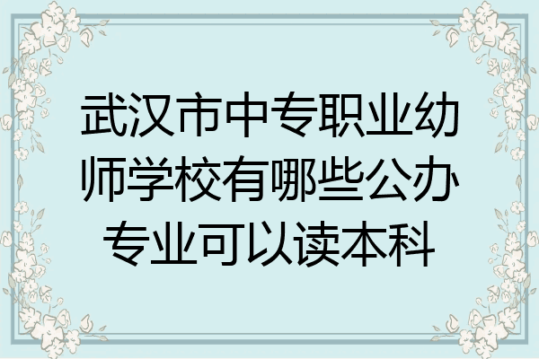 武汉市中专职业幼师学校有哪些公办专业可以读本科