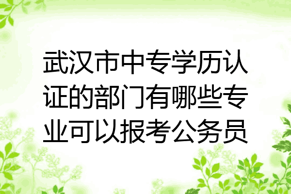 武汉市中专学历认证的部门有哪些专业可以报考公务员