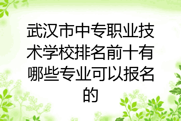 武汉市中专职业技术学校排名前十有哪些专业可以报名的