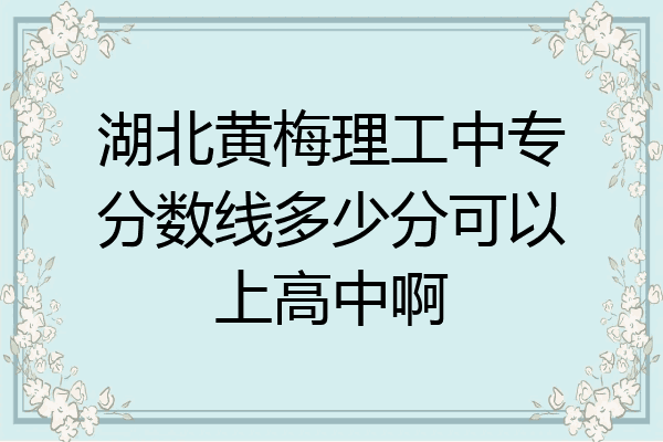 湖北黄梅理工中专分数线多少分可以上高中啊