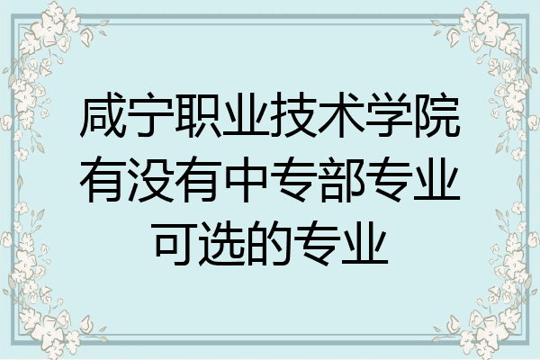 咸宁职业技术学院有没有中专部专业可选的专业