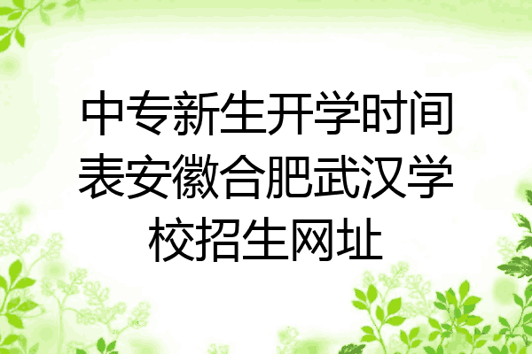 中专新生开学时间表安徽合肥武汉学校招生网址