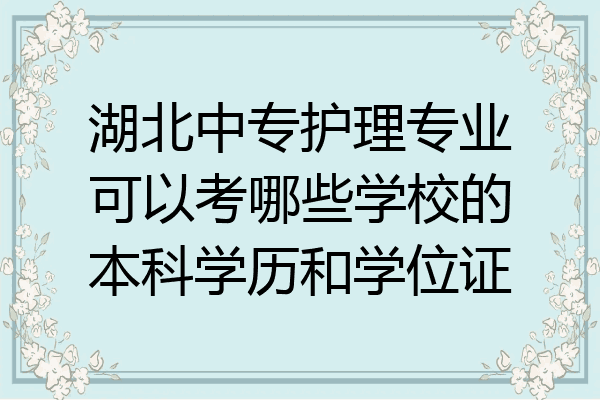 湖北中专护理专业可以考哪些学校的本科学历和学位证