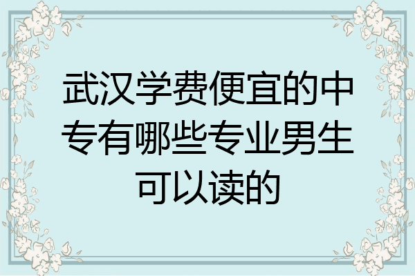 武汉学费便宜的中专有哪些专业男生可以读的