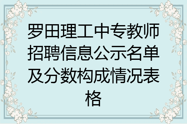 罗田理工中专教师招聘信息公示名单及分数构成情况表格