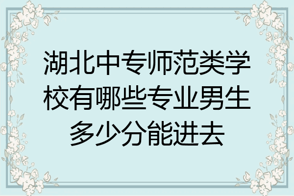 湖北中专师范类学校有哪些专业男生多少分能进去