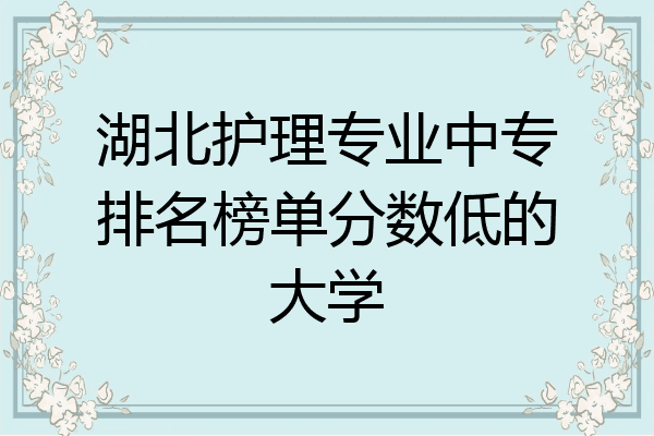湖北护理专业中专排名榜单分数低的大学