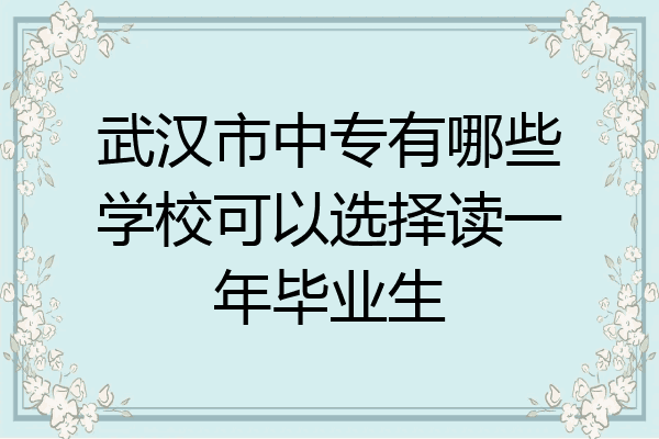 武汉市中专有哪些学校可以选择读一年毕业生