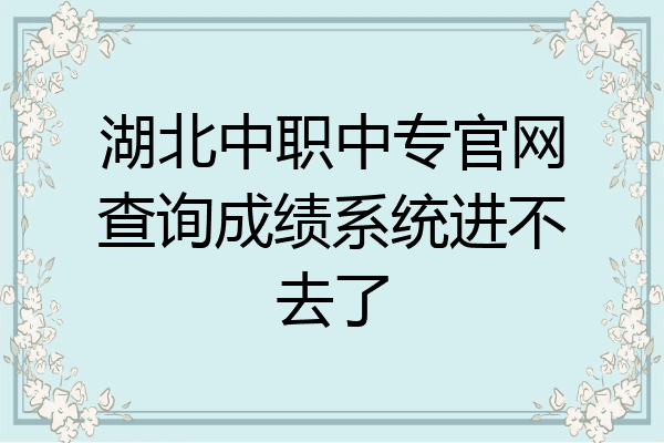 湖北中职中专官网查询成绩系统进不去了