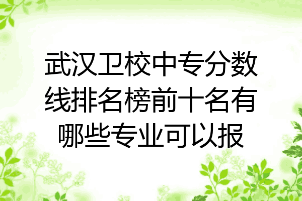 武汉卫校中专分数线排名榜前十名有哪些专业可以报