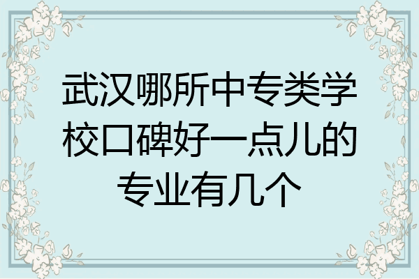 武汉哪所中专类学校口碑好一点儿的专业有几个