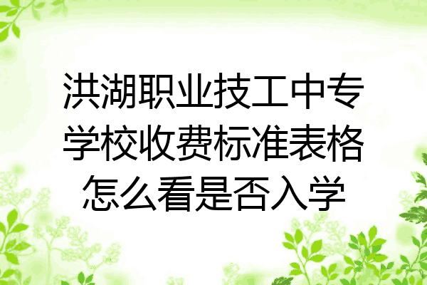 洪湖职业技工中专学校收费标准表格怎么看是否入学