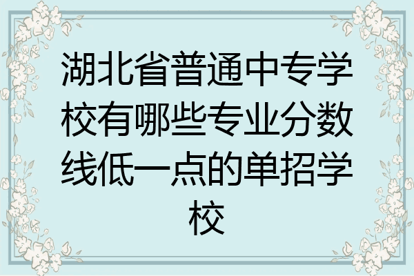 湖北省普通中专学校有哪些专业分数线低一点的单招学校