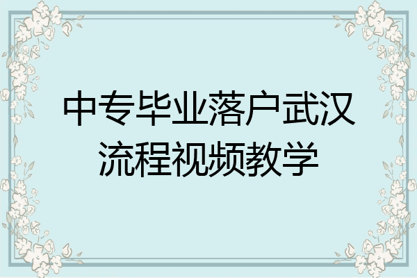 中专毕业落户武汉流程视频教学