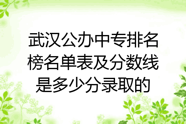 武汉公办中专排名榜名单表及分数线是多少分录取的