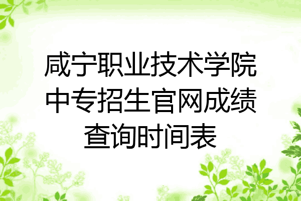 咸宁职业技术学院中专招生官网成绩查询时间表