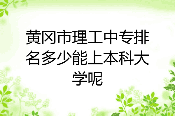 黄冈市理工中专排名多少能上本科大学呢