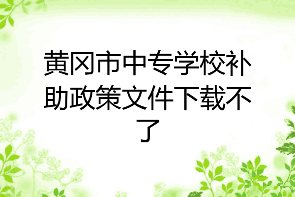 黄冈市中专学校补助政策文件下载不了