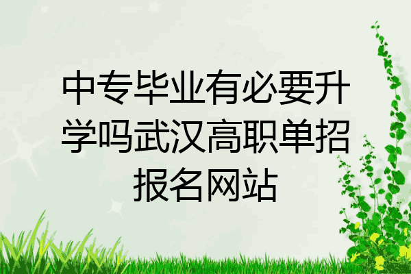中专毕业有必要升学吗武汉高职单招报名网站