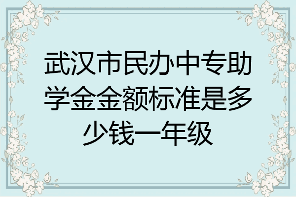 武汉市民办中专助学金金额标准是多少钱一年级