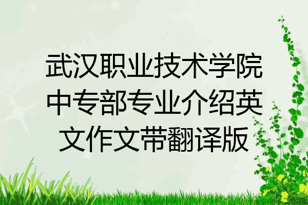 武汉职业技术学院中专部专业介绍英文作文带翻译版
