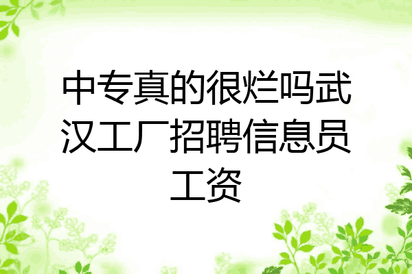 中专真的很烂吗武汉工厂招聘信息员工资