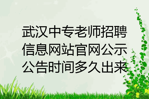武汉中专老师招聘信息网站官网公示公告时间多久出来
