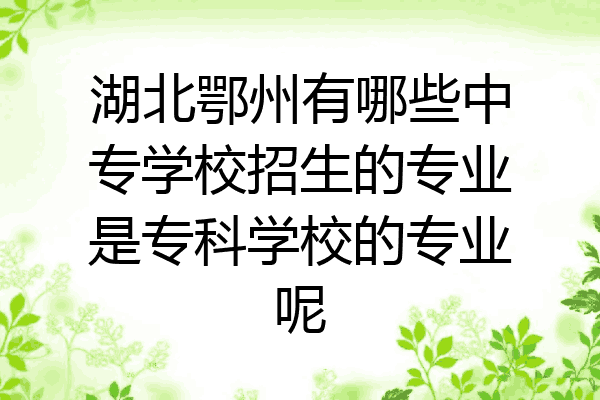 湖北鄂州有哪些中专学校招生的专业是专科学校的专业呢