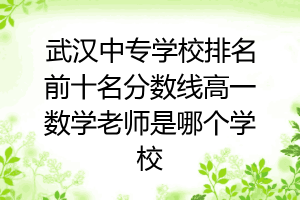 武汉中专学校排名前十名分数线高一数学老师是哪个学校