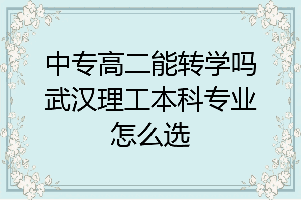 中专高二能转学吗武汉理工本科专业怎么选