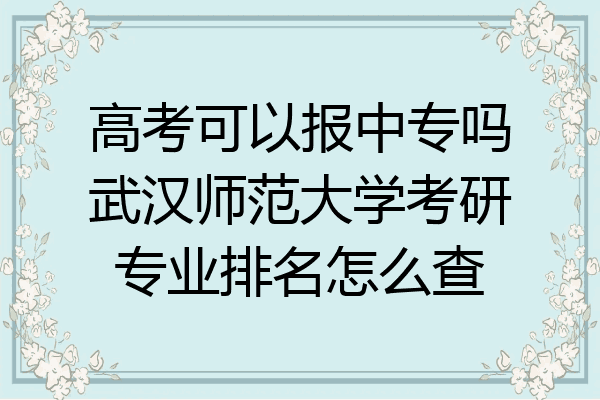 高考可以报中专吗武汉师范大学考研专业排名怎么查