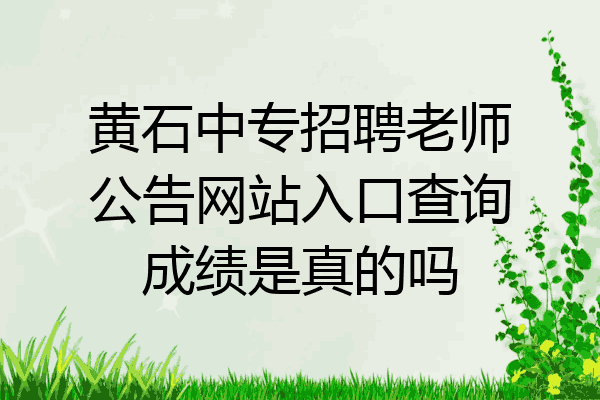 黄石中专招聘老师公告网站入口查询成绩是真的吗