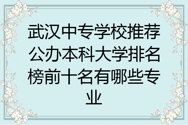 武汉中专学校推荐公办本科大学排名榜前十名有哪些专业