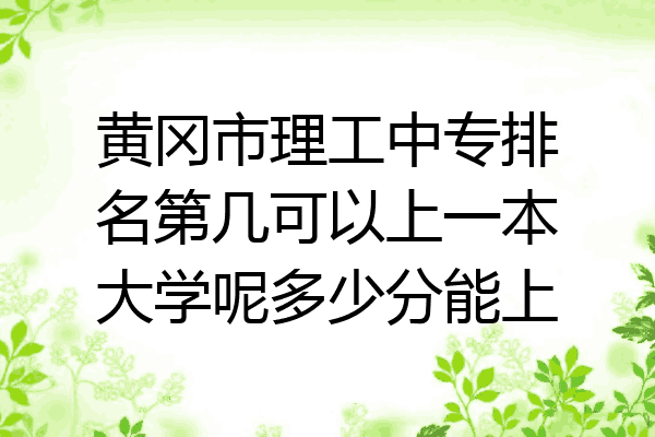 黄冈市理工中专排名第几可以上一本大学呢多少分能上