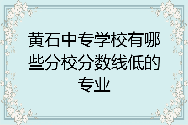 黄石中专学校有哪些分校分数线低的专业