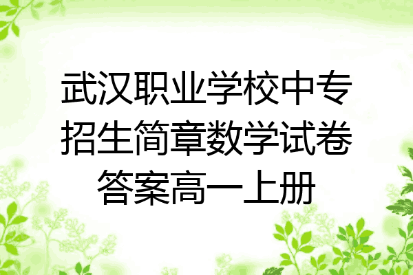 武汉职业学校中专招生简章数学试卷答案高一上册