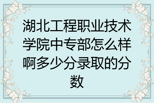 湖北工程职业技术学院中专部怎么样啊多少分录取的分数