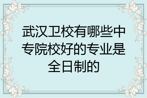 武汉卫校有哪些中专院校好的专业是全日制的