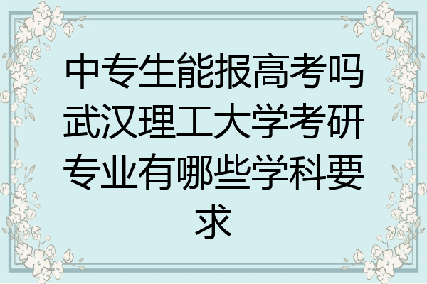 中专生能报高考吗武汉理工大学考研专业有哪些学科要求