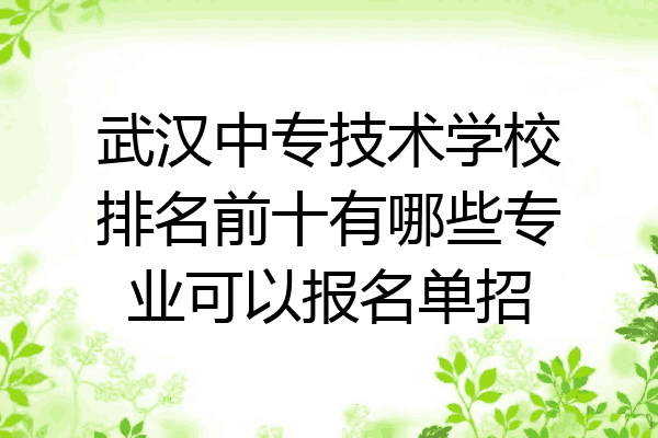 武汉中专技术学校排名前十有哪些专业可以报名单招