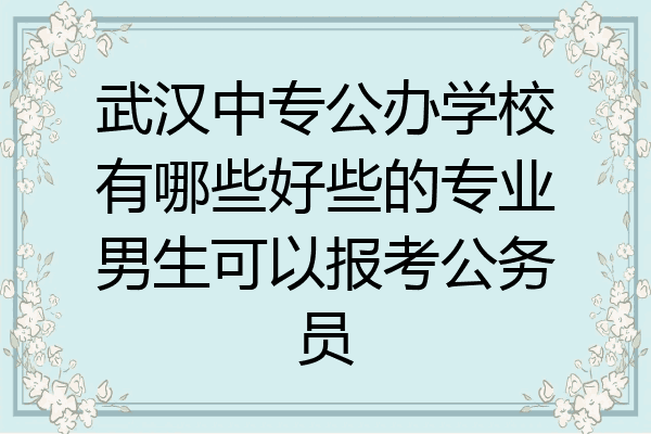 武汉中专公办学校有哪些好些的专业男生可以报考公务员