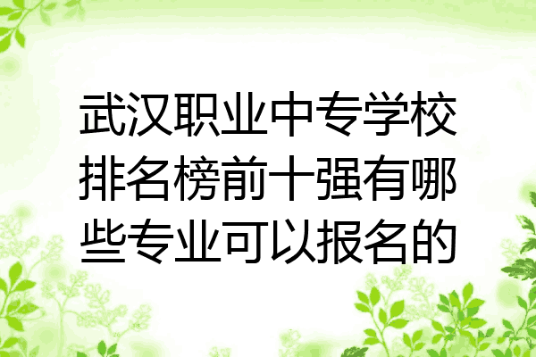 武汉职业中专学校排名榜前十强有哪些专业可以报名的