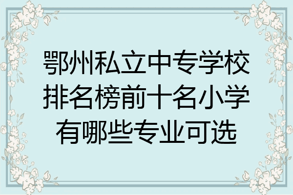 鄂州私立中专学校排名榜前十名小学有哪些专业可选