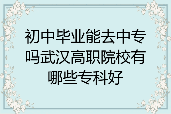 初中毕业能去中专吗武汉高职院校有哪些专科好