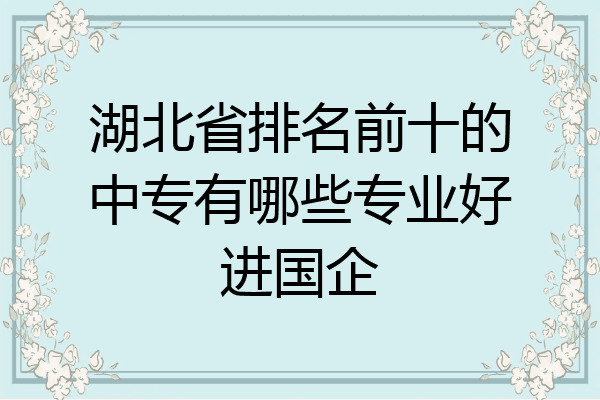 湖北省排名前十的中专有哪些专业好进国企