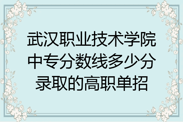 武汉职业技术学院中专分数线多少分录取的高职单招